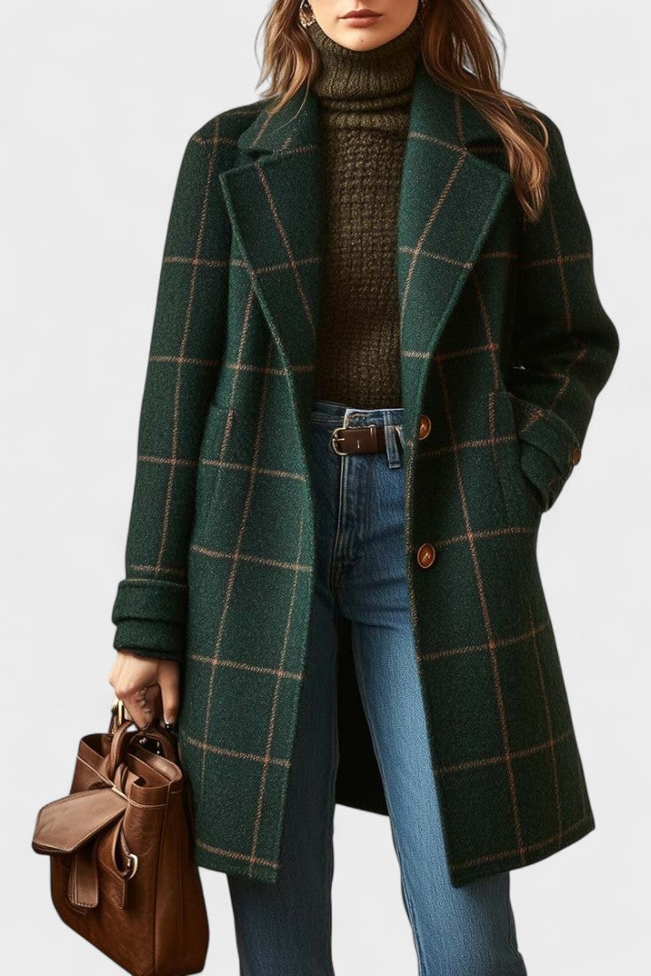 Yrsa™ | Elegant tweedfrakke i ternet mønster
